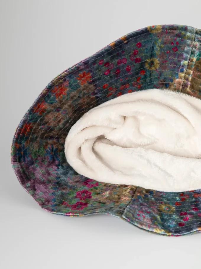 Pălărie Catifea Model 'Bucket' - Mozaic cu Trandafiri de Natural Life - imagine 3