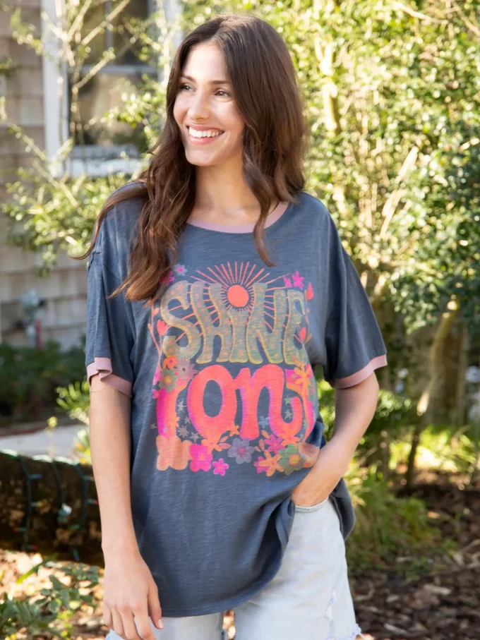 Tricou oversized tip ringer – Shine on - imagine 2