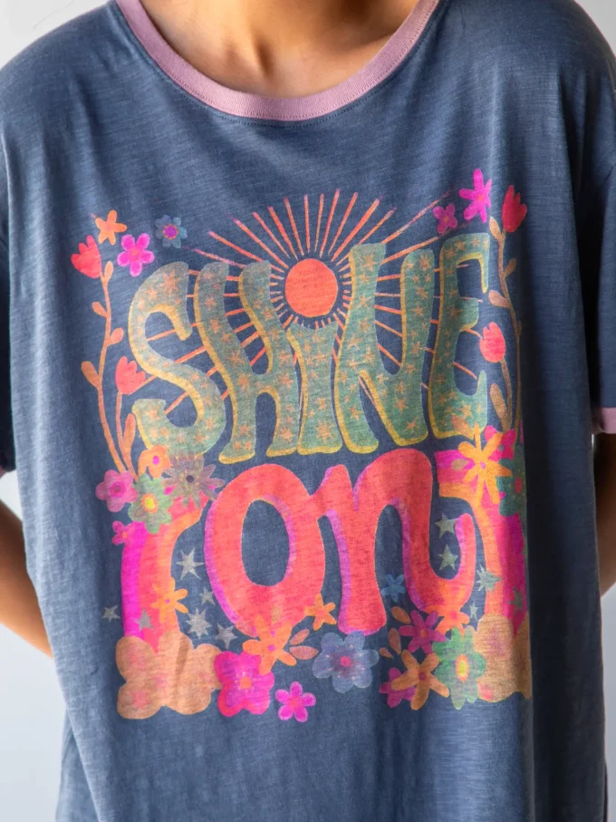Tricou oversized tip ringer – Shine on